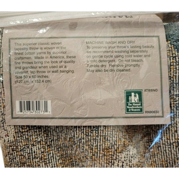 Snowman USA Made Manual Woodworkers & Weavers Tapestry Christmas Blanket Throw - Picture 5 of 6